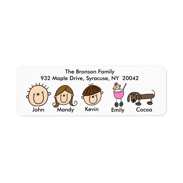 Family With Dog Address Labels (Front)