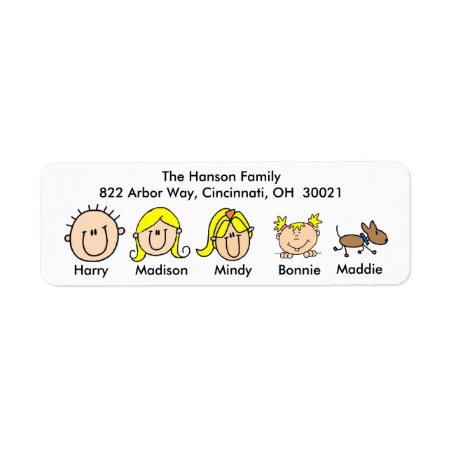 Family With Dog Address Labels (Front)
