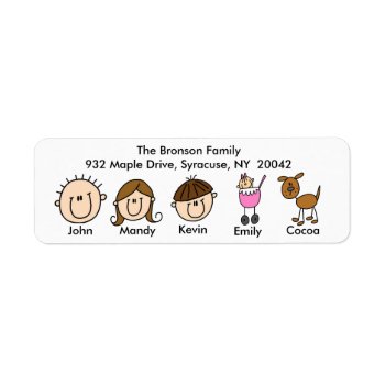 Family With Dog Address Labels by stick_figures at Zazzle