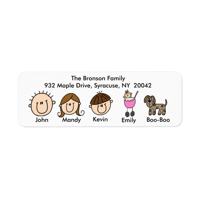 Family With Dog Address Labels (Front)