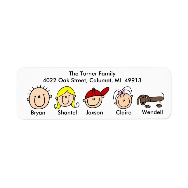Family With Dog Address Labels (Front)