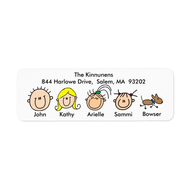 Family With Dog Address Labels (Front)