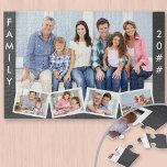 Family with Editable Year ZigZag Photo Collage Jigsaw Puzzle<br><div class="desc">Create your own family photo jigsaw puzzle and add the year. The photo template is set up ready for you to add five photos. The main photo will be used as the background and the remaining 4 photos will be laid out in a zigzag photo strip along the bottom. This...</div>