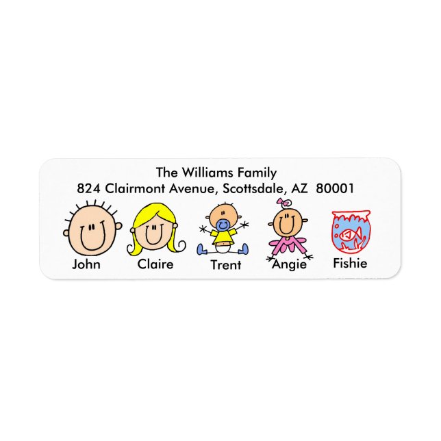 Family With Fish Address Labels (Front)