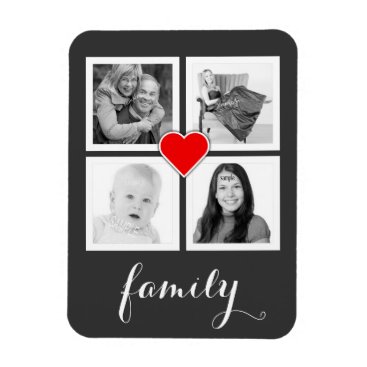 Family with Four Photos and Heart Magnet