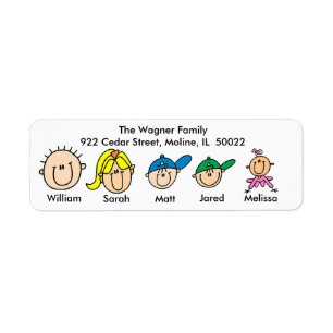 Family With Three Kids Address Labels