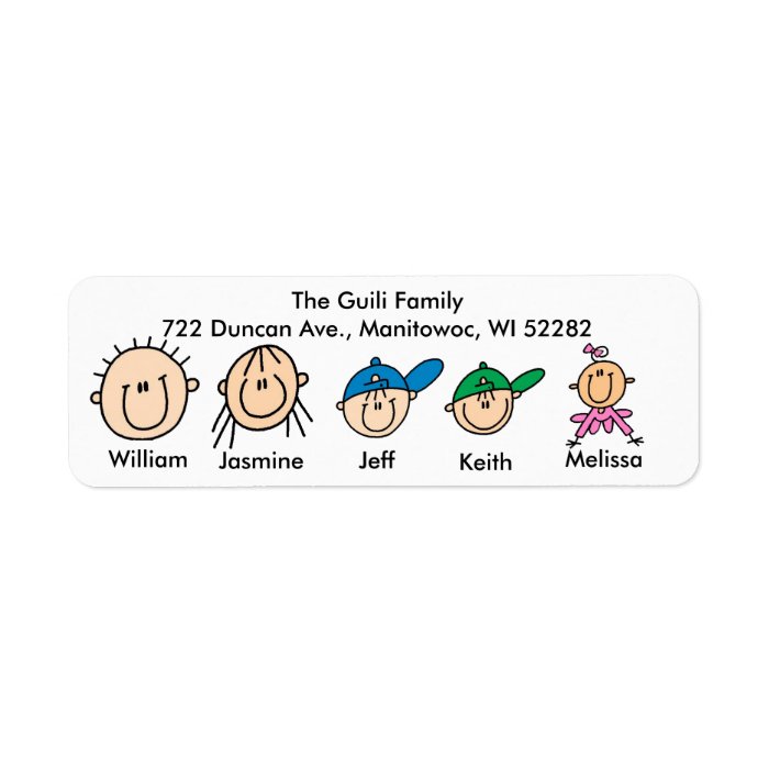 Family With Three Kids Address Labels