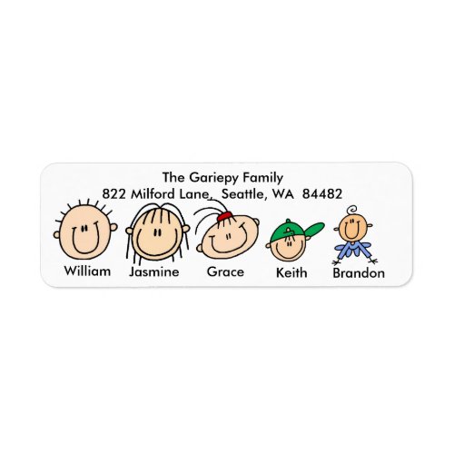 Family With Three Kids Address Labels