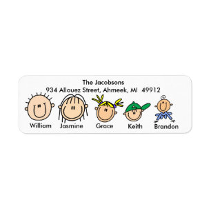 Family With Three Kids Address Labels