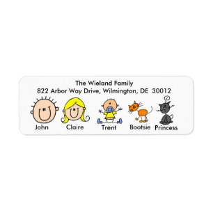 Family With Two Cats Address Labels