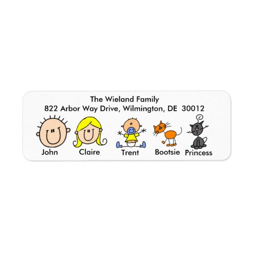 Family With Two Cats  Address Labels