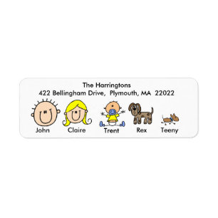 Family With Two Dogs Address Labels