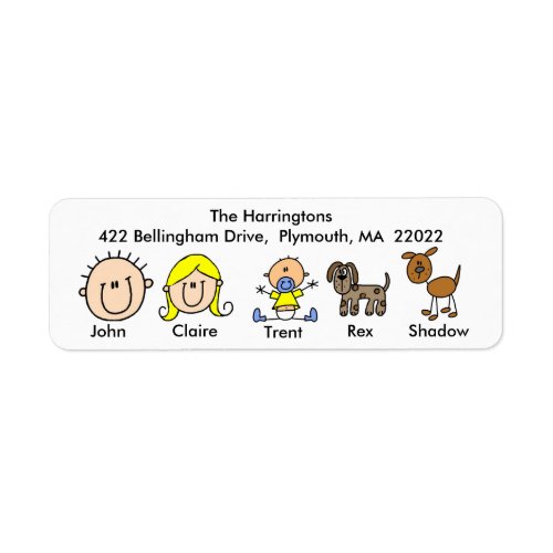 Family With Two Dogs Address Labels