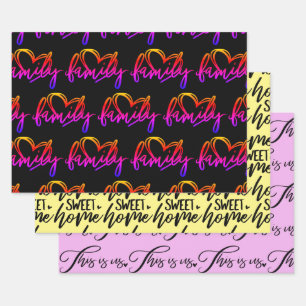 FAMILY WORD ART WRAPPING PAPER SHEETS