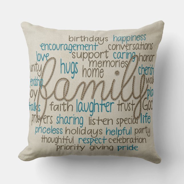 Family word cloud throw pillow (Front)