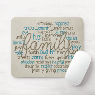 Family Word Cloud With Rope Mouse Pad