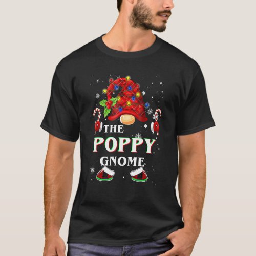 Family Xmas Pajama Poppy Gnome Buffalo Plaid Match T_Shirt