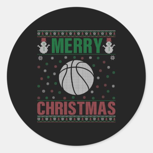 Family Xmas Pajamas Matching Basketball Ugly Chris Classic Round Sticker