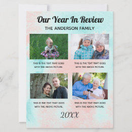 Family Year In Review Custom 4 Photos Holiday Card