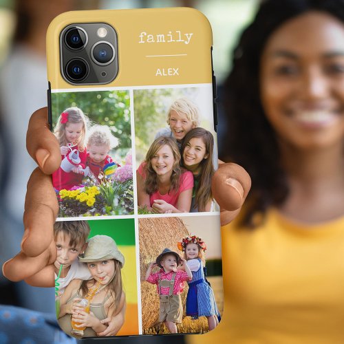 Family Yellow 4 Photo Collage Custom iPhone 11 Pro Max Case