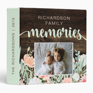 Family's Photo Memories Wood Look and Floral Binder