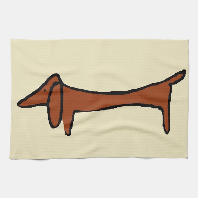 Famous Abstract Dachshund Kitchen Towel (Horizontal)