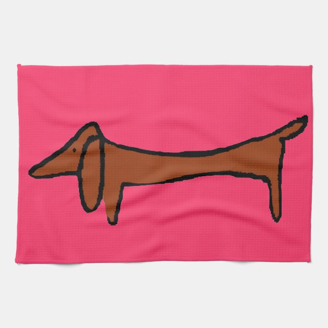 Famous Abstract Dachshund Kitchen Towel (Horizontal)