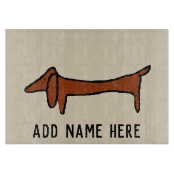Famous Abstract Dachshund Personalize Cutting Board by figstreetstudio at Zazzle