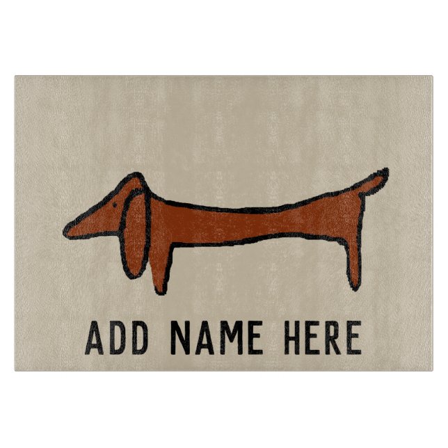 Famous Abstract Dachshund Personalize Cutting Board (Front)