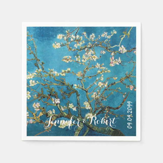 Famous art, Blossoming Almond Tree. Van Gogh Napkins (Front)