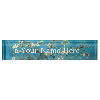 Famous art - Blossoming Almond Tree. Vincent van Name Plate