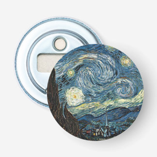 Famous art reprint, Starry Night, by Van Gogh Bottle Opener