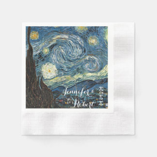Famous art reprint, Starry Night, by Van Gogh Napkins