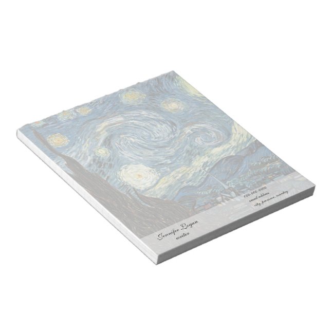 Famous art reprint, Starry Night, Van Gogh Notepad (Angled)
