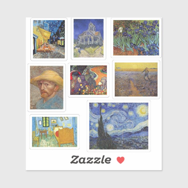 Famous Artist Van Gogh, Fine Art Paintings Sticker (Sheet)