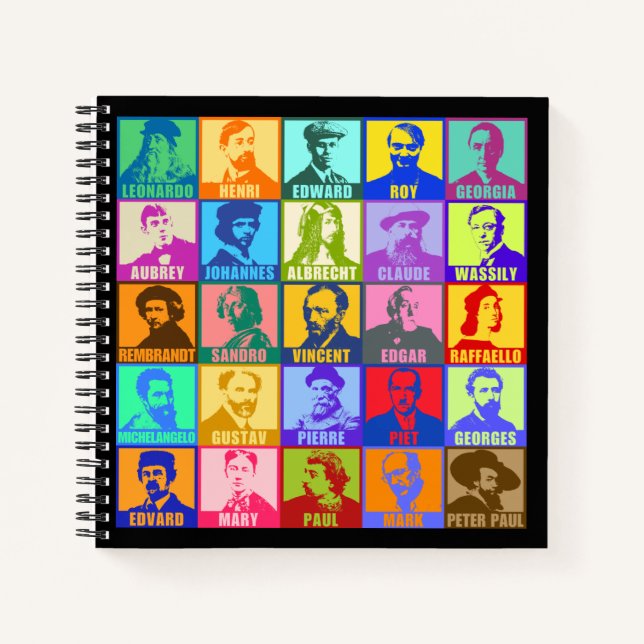 Famous Artists | Pop Art Colorful Spiral Notebook (Front)