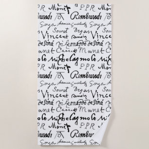 Famous Artists' Signatures Pattern Beach Towel