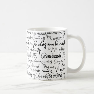 Famous Artists' Signatures Pattern Coffee Mug