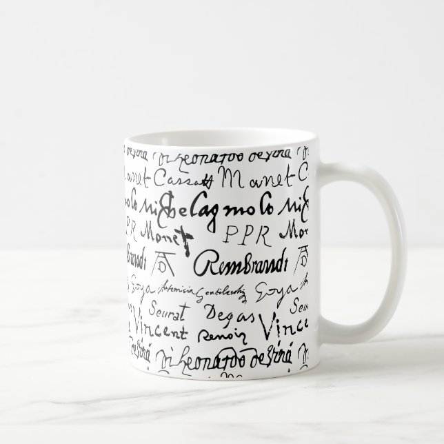 Famous Artists' Signatures Pattern Coffee Mug (Right)