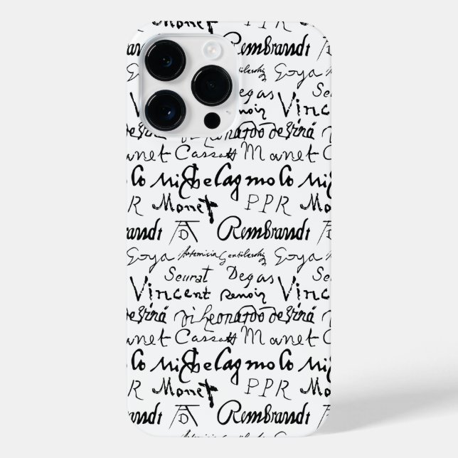 Famous Artists' Signatures Pattern iPhone Case (Back)
