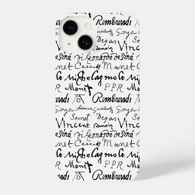 Famous Artists' Signatures Pattern iPhone Case (Back)