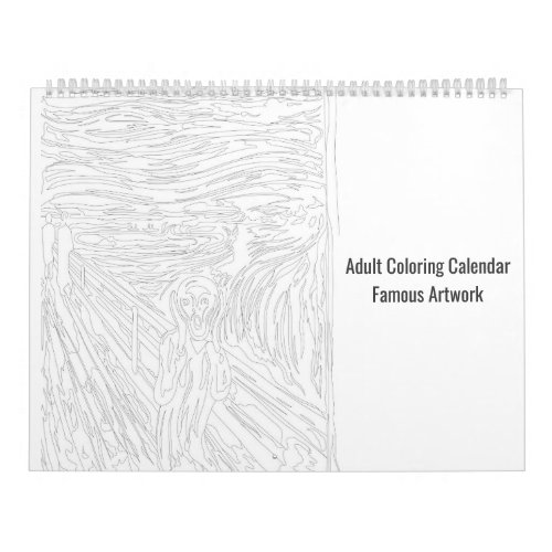 Famous Artwork Adult Coloring Calendar