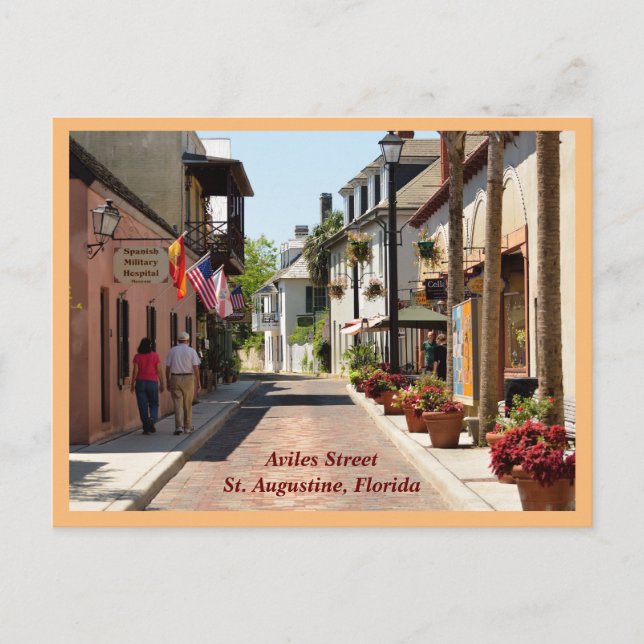 Famous Aviles Street oldest in nation Holiday Postcard (Front)