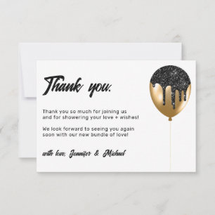 Famous Baby Balloon Party Glitz Glamour Thank you Invitation