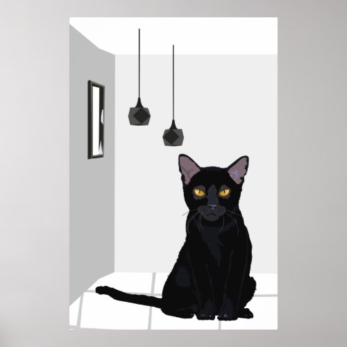 Famous Black Cat with Orange Eyes Poster