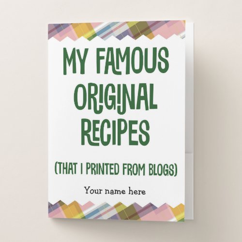 Famous Blog Recipes Personalized Pocket Folder