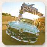Famous Blue Swallow Motel on Route 66 Beverage Coaster<br><div class="desc">Tucumcari, New Mexico. Famous Blue Swallow Motel on Route 66 with old car parked in front.</div>