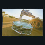 Famous Blue Swallow Motel on Route 66 Kitchen Towel<br><div class="desc">Tucumcari, New Mexico. Famous Blue Swallow Motel on Route 66 with old car parked in front.</div>