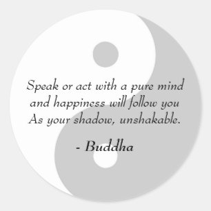 Famous Buddha Quotes - Pure Mind and Happiness Classic Round Sticker