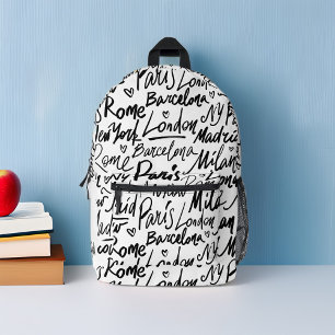 Famous Cities of the World Personalized Printed Backpack